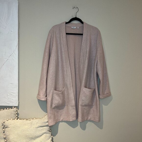 Reitmans Long Sleeve Open Cardigan with Front Pockets - Size 2X in a Light Pink - Picture 2 of 6